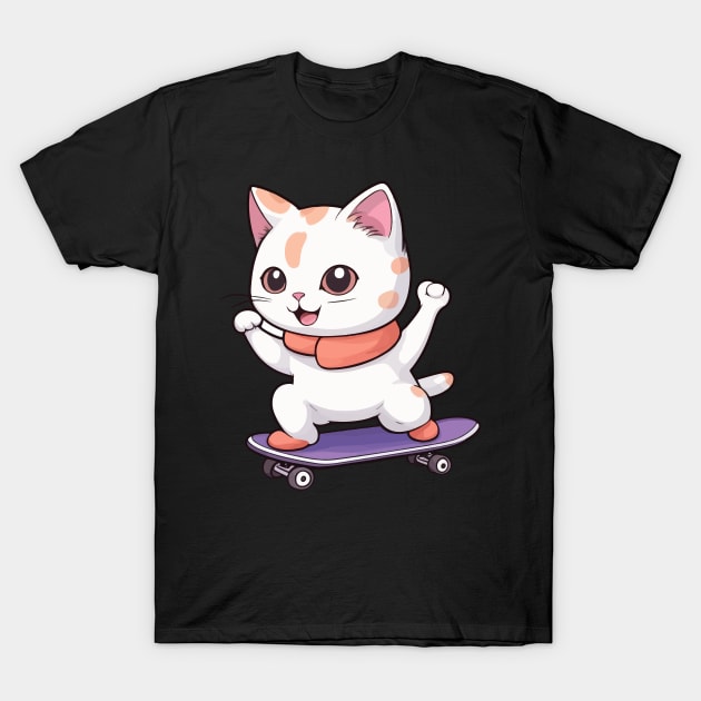 Skateboard Cat T-Shirt by Rishirt